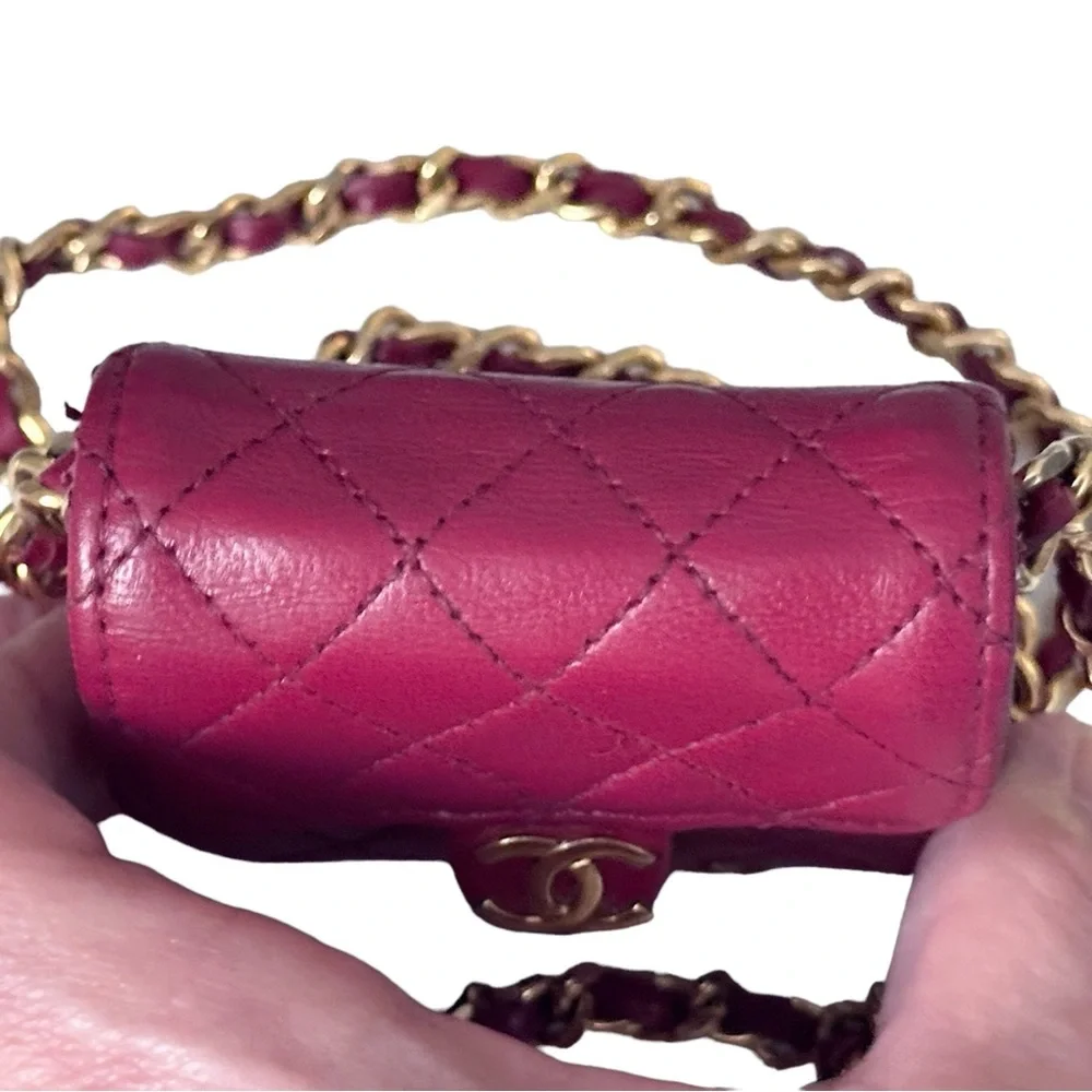 CHANEL Vintage Micro Pink Quilted Lambskin Half Flap Bag RARE - Picture 8 of 14